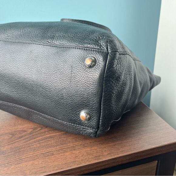 MICHAEL KORS Black Leather Jet Set Voyager Hamilton Harper Tote Laptop Work Bag - Picture 10 of 15